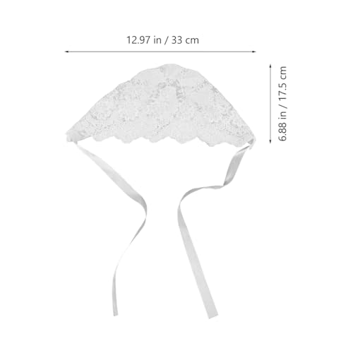 Image of Baby Bonnet for Baby Girl - Eyelet Lace Cotton Christening Baptism Sun Hat with Adjustable Chin Strap, White Infant Bonnet for Photo Shoot