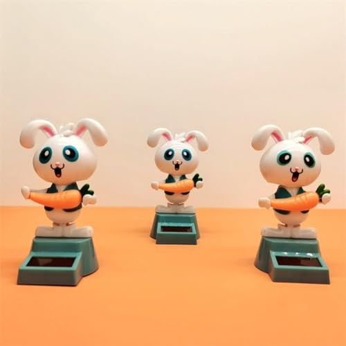 Uposao Solar Wackelfigur Hase Auto Solarbetriebene Wackelfigur Solarfigur Creative Solar Tänzerin Dekofigur Für Auto Büro Ostern Ornamente