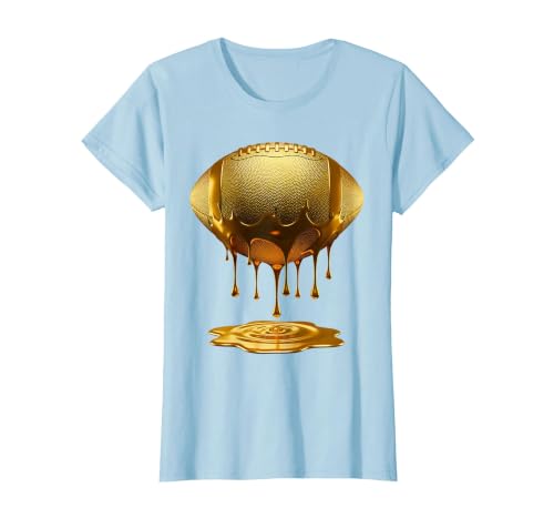 Football Dripping Drip Gold Sport Player Coach Baller T-Shirt, Women, Baby Blue, X-Small