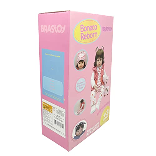 Boneca Bebê Reborn Silicone Menina Girafinha Olhos Castanhos 48cm Brastoy Original