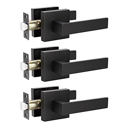 Hot Deals KNOBWELL 3 Pack Black Interior Door Handles Heavy Duty Door Levers Passage Door Handle Set Durable Door Hardware, Left or Right Handing, Door Handle Set 2.07 lb One Lever