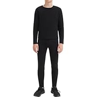 AKKQHH Kids Thermal Base Layer Set Winter Underwear Skins for Boys Long Sleeve Top and Long Johns Bottoms Suit Black