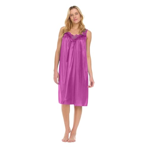 Womens NightGowns For Women Sleeveless Satin Nightshirt For Women Wide Strap Plus Size (Clear, One Size)