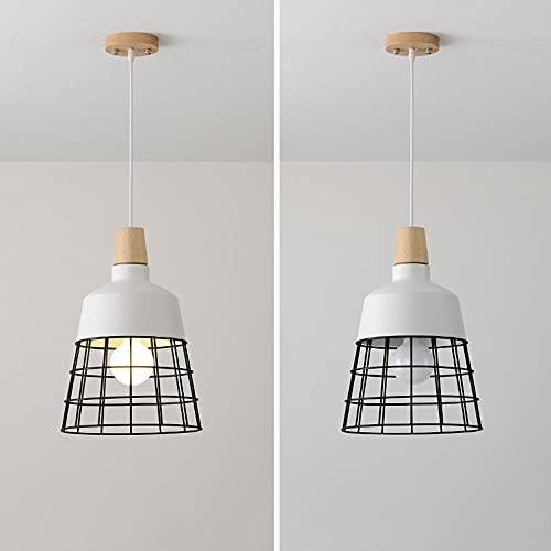 Lustre en métal et bois noir mat réglable E27 pour bar moderne