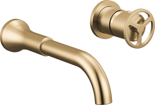 Delta Trinsic Wall Mount Bathroom Faucet 2 Hole, Brushed Gold Bathroom Sink Faucet for Vanity, Champagne Bronze T3558LF-CZWL (Valve Not Included)