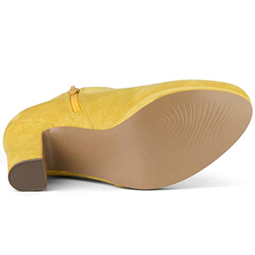 Allegra K Women's Round Toe Chunky Heeled Yellow Ankle Heel Boots 7.5 M Us #TOP5