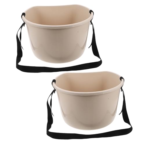 COLLBATH 2 Pezzi Cesto da Raccolta Multifunzionale con Tracolla 2 Pezzi, Secchio Portatile in Plastica Bianca 22 Jin per Raccolta Frutta e Orto, Supporto Giardinaggio e Semina