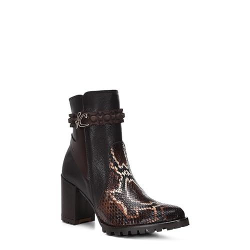 FRANCO CUADRA Women's Bootie in Genuine Python Leather Brown Chocolate 6G0PBRS2