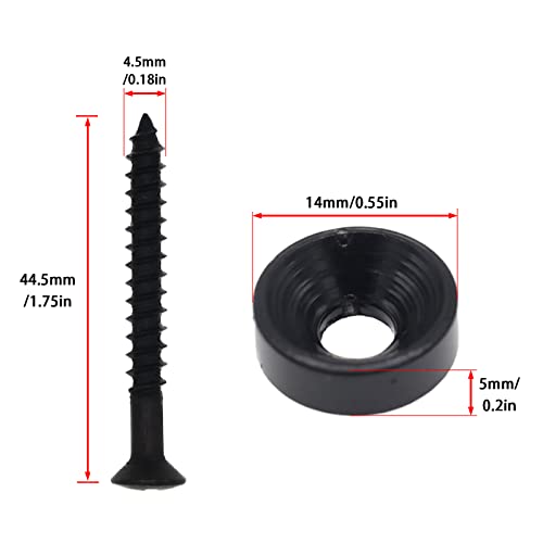 Cheerock Black Guitar Neck Joint Bushings and Bolts, 8pcs Metal Guitar Neck Ferrules with Screws, Guitar Neck Replacement Parts Compatible with Electric Guitar or Bass