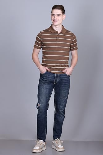 Image of Half Sleeve Polo T-Shirt for Men with Pocket || Stripe Collar and Pocket T-Shirt for Men Half Sleeves