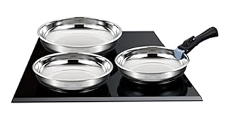 Arthur Martin AM2208 Set di 3 padelle in acciaio inossidabile, con manico rimovibile, adatte a tutti i tipi di fornelli, compresi quelli a induzione