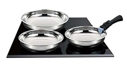 Arthur Martin AM2208 Set Di 3 Padelle In Acciaio Inossidabile, Con Manico Rimovibile, Adatte A Tutti I Tipi Di Fornelli, Compresi Quelli A Induzione - 3