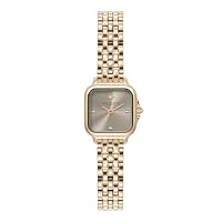 Olivia Burton Women's Grosvenor Mini Rose Gold Steel Quartz Basic Watch, 24000256, Earl Grey, 20 mm
