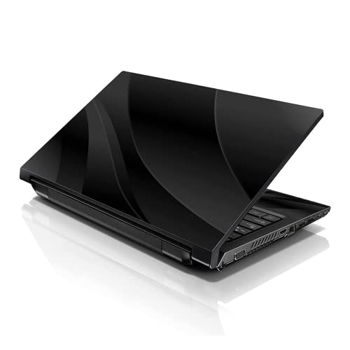 Image of LSS 15 15.6 Inches Laptop Notebook Skin Sticker with 2 Wrist Pads - Reusable Cover Protector Vinyl Sticker Cover Decal Fits 13 inch - 16 inch HP Asus Acer Samsung - Black Waves