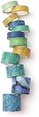 12 Rolls Blue Washi Tape, Masking Tape for Scrapbook,DIY,Crafts,Bullet Journal,Planners Gift (Van Gogh)