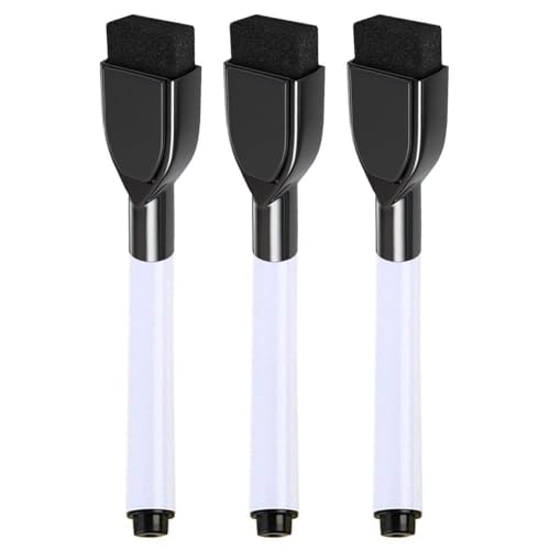 for 3 Magnetic White Board Dry Erase Markers Eraser Black Pen Calendar Office School