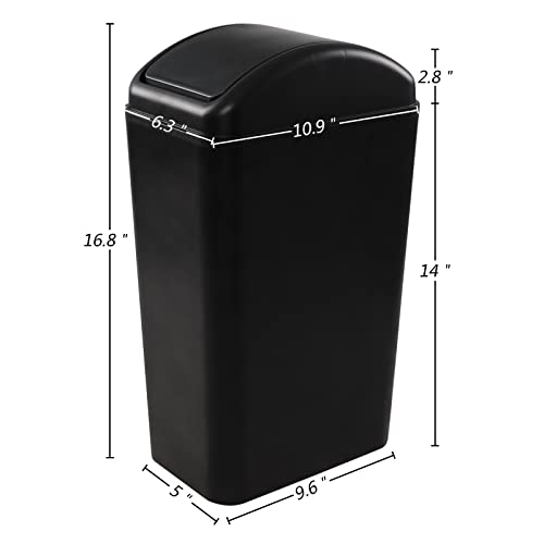 Caneca de basura rectangular 14 L con tapa negra miniatura 5