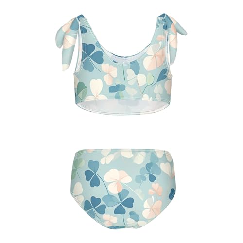 Four Leaves Clover St Flower Contemporary Girls 2 Piece Kids Bikini Set Beach Swimsuit Swimming Suits Adjustable Strap2