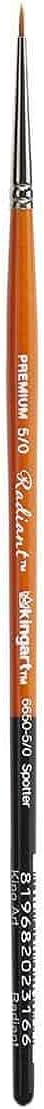 KINGART Premium 6 pc. Radiant 6650 Series Spotter Artist Brush Set, Golden Synthetic Hair for Acrylic, Oil, Watercolor Painting, Short Handle, 6 Sizes: 18/0, 10/0, 5/0, 3/0, 2/0, 0