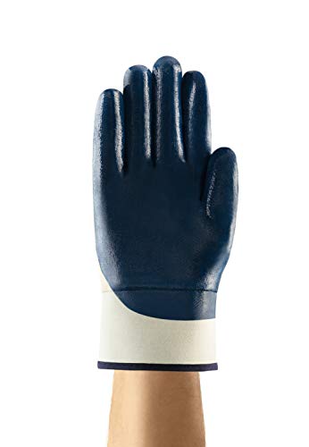 Oceanic Ansell EDGE 48-913 Arbeitshandschuhe, Öl Abweisende Mechanikschutz Handschuhe, Industrie PSA Damen Herren, Waschbar, Blau, Größe XL (12 Paar)
