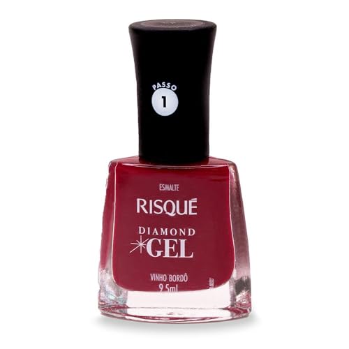 Descubra o Fascínio do Risqué Diamond Gel Amora Negra 4 Esmalte Risqué Diamond Gel Vinho Bordô Cremoso 9,5 Ml