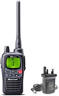 Midland G9 Pro, Two Way Radio Walkie Talkie, Dual Band 36 PMR446 Channels and 69 LPD, license free, 4 Rechargeable AA 1800mAh Batteries, Belt Clip, UKCA Certified, UK Plug, Black