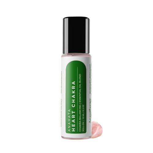 Devinez Heart Chakra (Anahata) Essential Oil Roll-on, (10ml) - Blend of Natural Essential Oils with Rose Quartz Gemstone - for Chakra Balance, Meditation, Yoga, Reiki & Healing