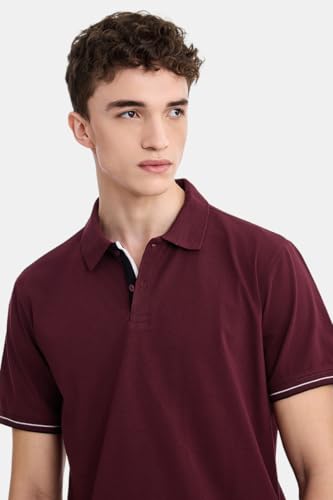 Image of SNITCH Men Polo Plus Size T-Shirt | Solid Polo with Contrast Inner Placket & Tipped Cuffs | 96% Cotton 4% Lycra Stretch Regular Fit, Casual Wear