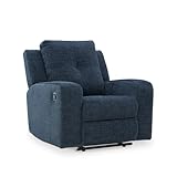 Signature Design by Ashley Danum Casual Manual Tufted Wall Hugger Recliner with Track Arms, Blue