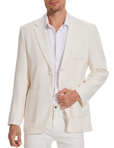 TURETRENDY Men's Linen Sport Coat Two Button Lightweight Blazer Business Casual Jacket3