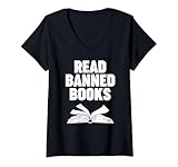 Photo Gallery donna read banned books maglietta con collo a v Photo Gallery donna read banned books maglietta con collo a v