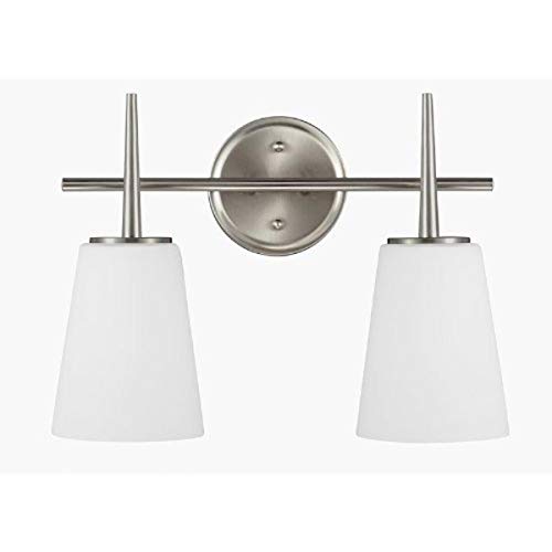 New Deal Sea Gull Lighting 4440402-962 Driscoll Two Light Wall / Bath Vanity Style Lights, Brushed Nickel Finish