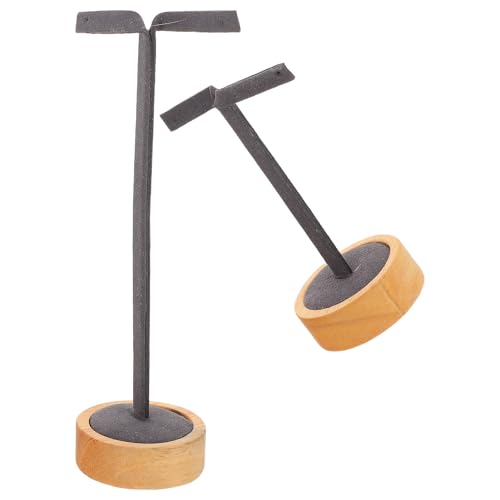 TOPPERFUN Portaorecchini a T da 2 Pezzi Base in Legno Espositore per Orecchini Braccialetti e Collane Organizzatore Compatto per Gioielli da Banco e Uso Domestico