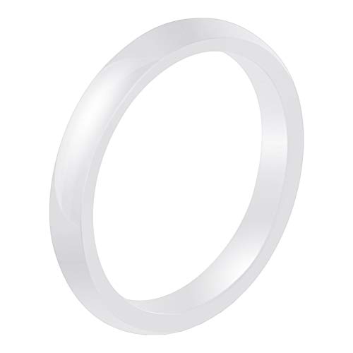 OAKKY 3MM Largeur Engagement Mariage Bande Bague Femme Céramique Blanc Taille 60