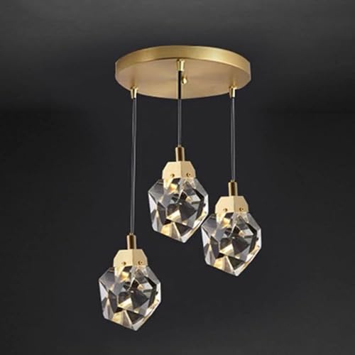 Luminaire suspendu moderne en cristal doré et éclairage LED 5W