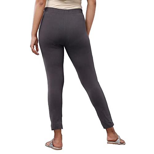 Image of De Moza Women Pencil Fit Cigarette Pant | 95% Cotton 5% Elastane | Mid Rise | 2 Pockets | Casual & Office Wear