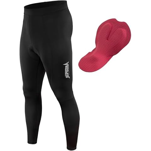 JEPOZRA Men's Cycling Pants with 4D Padded Cushion MBT Long Pants Without Pockets Bicycle Compression Leggings Winter MBT Pants (L,Black) Cover