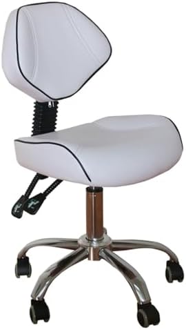 Ergonomic Dental Saddle Chair with Back Support, Adjustable Drafting Stool for Estheticians, Tattoo Artists, Home & Salon Use - Comfortable L White Design