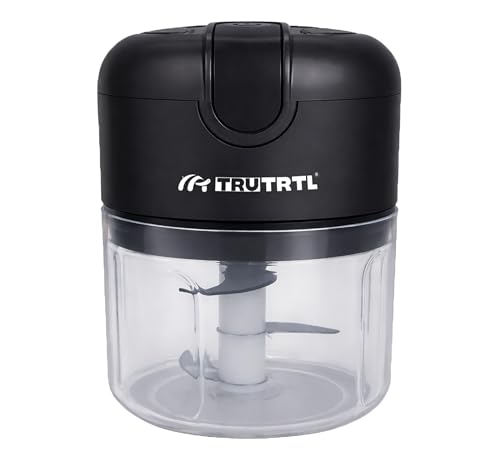 Image of Mr. TRU Smart Electric Mini Chopper for Kitchen | 1200 mAh Battery | Portable Food Processor for Onion, Tomato, Nuts & Vegetable | Multipurpose Cutter | 1 Year Warranty | 250ml (Black)