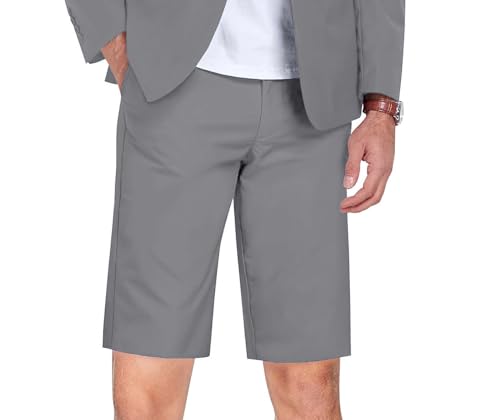 Men's 2 Piece Suit Slim Fit Tuxedo Suit with Short Pants Casual Lightweight Summer Wedding Short Suits for Men4