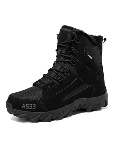 Kervaky Men's snow boots plush warm boots winter hiking boots military tactical boots cotton boots work boots outdoor boots