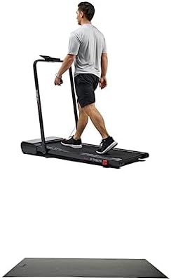 Sunny Health & Fitness Treadpad™ Pacer Dual Mode Walking/Running Treadmill with 6-Level Auto Incline, Remote Control SF-T722076 + Home Gym Foam Floor Protector Mat