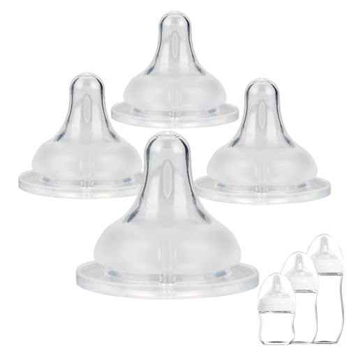 Baby Bottle Nipple for Gulicola Natural Glass Bottle,6m+,Size L Soft Silicone Nipples,Fast Flow, 4 Count