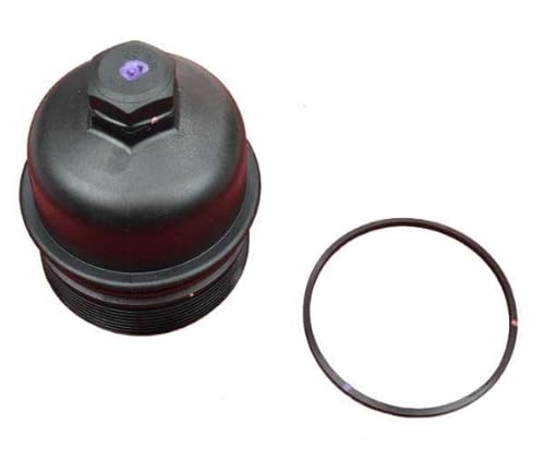 FOR PEUGEOT 207 307 308 406 407 508 807 Oil Filter Housing Cap Cover 2S6Q6737AA - Black Plastic Silver Cap - Compatible with Car - Engine Component Cap