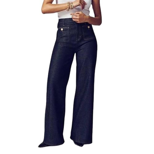 Oprah's Favorite - Tummy Control Sailor Wide Leg Trouser,Chiccurva Wide Leg Jeans, Oprah's Favorite Jeans (D,XXL)