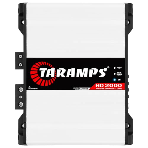 Taramps HD 2000 2 Ohms 1 Channel 2000 Watts RMS MAX Full Range Car Audio, Monoblock, LED Monitor Indicator, Class D Amplifier, Crossover, White 2k amp