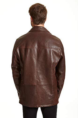 Image of Men's Big and Tall Four-button Lambskin Leather Car Coat