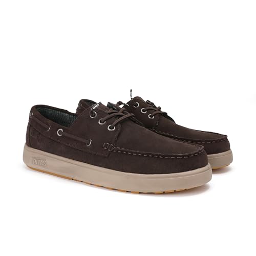 WALK IN PITAS | DAIKI Suede | Náuticos de Hombre | Mocasines para el Invierno | Zapatillas de Vestir | Zapatos sin Cordones | Deportivas Casual | Calzado Walkinpitas | Marrón 43