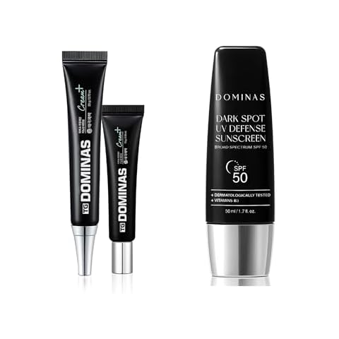 Dominas Cream Plus (Travel Set, 0.7+0.35oz) & Dark Spot Korean Sunscreen (1.7fl oz) - Advanced Korean Dark Spot Corrector Cream for Even Skin Tone and Skin Elasticity. No White Cast, NON - Greasy, SPF Cover