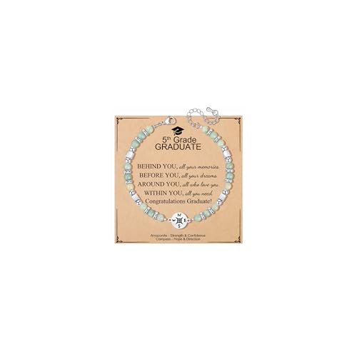JoycuFF 5th Grade Graduation Gifts Primary Elementary School Grad Graduate Compass Bracelets Class of 2026 Congratulations Gifts Silver